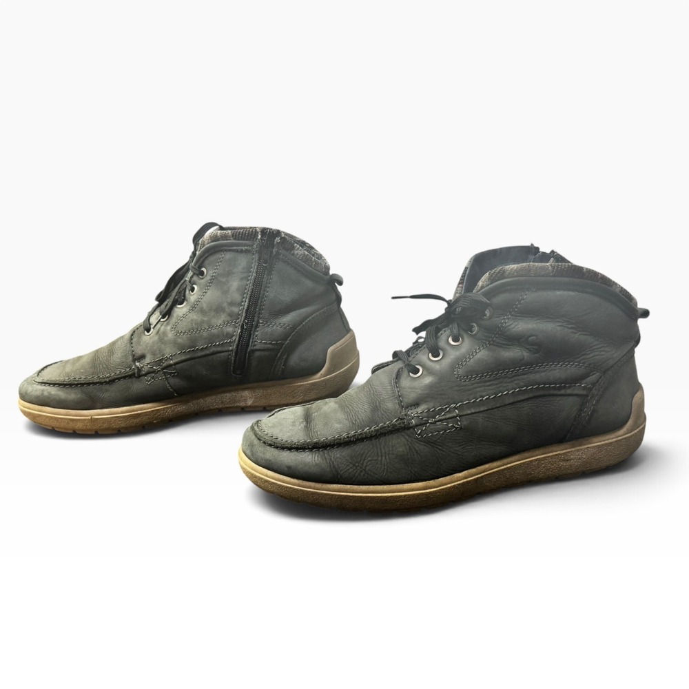 Josef Seibel Mens Leather Chukka Boots Gray Side Zip Moc Toe Size 44 US 10.5-11